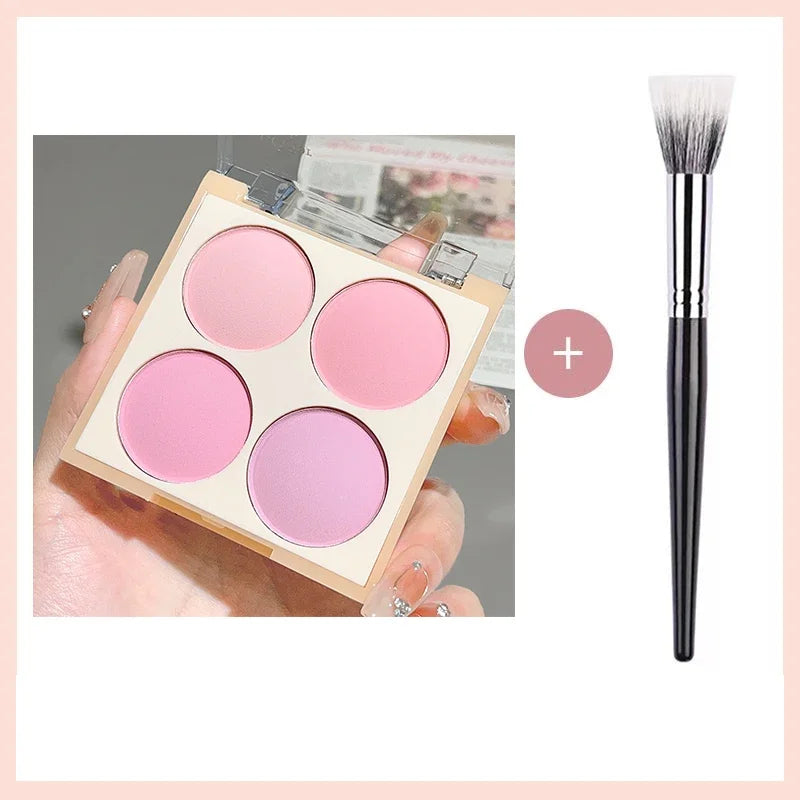 4-Color Matte Blush Palette, Waterproof Long-Lasting, Easy Apply,Multi-Look Face & Eye Makeup,Unisex,Safe Certified,Perfect Gift