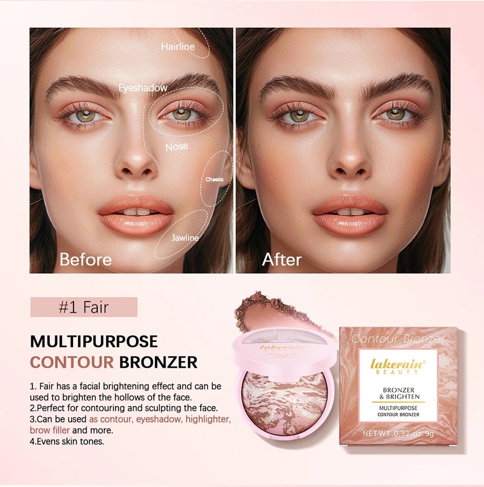 Demi Matte Baked Powder Palette Color Correcting Powder Foundation Brighten Coverage Oil Control Semi Matte Natural Finish Makeu - Glowing Love