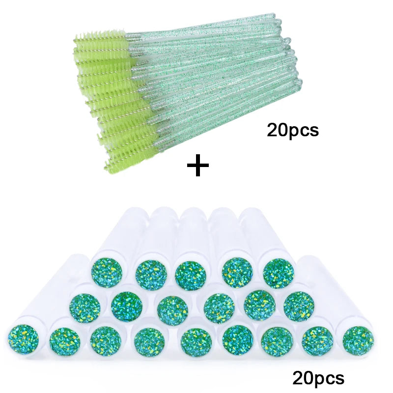 OKAYLASH 20Sets Eyelash Mascara Wands Tubes Reusable Glitter Eye Lash Brush Case Eyebrow Spoolie Comb Container Wholesale - Glowing Love