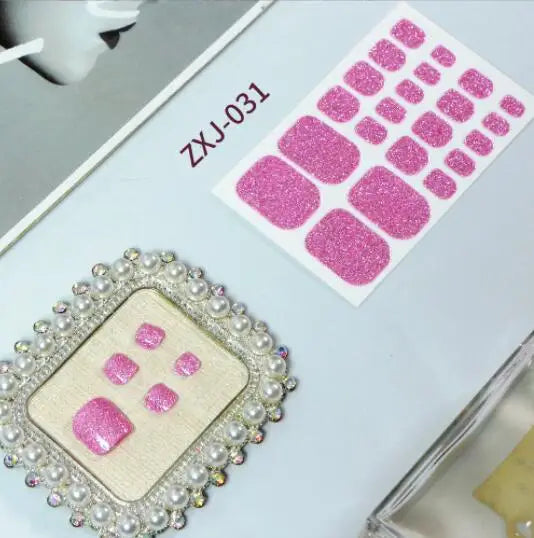Toe Nail Art Sticker Tips Wraps Adhesive Decals Toenail Polish Strips DIY Pedicure Foot Decals Manicure Women - Glowing Love