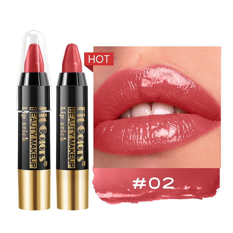 Fit Colors 6-Color Nourishing Lip Crayons - Velvet Finish, Hydrating, Non-Transfer, and Waterproof Lipsticks