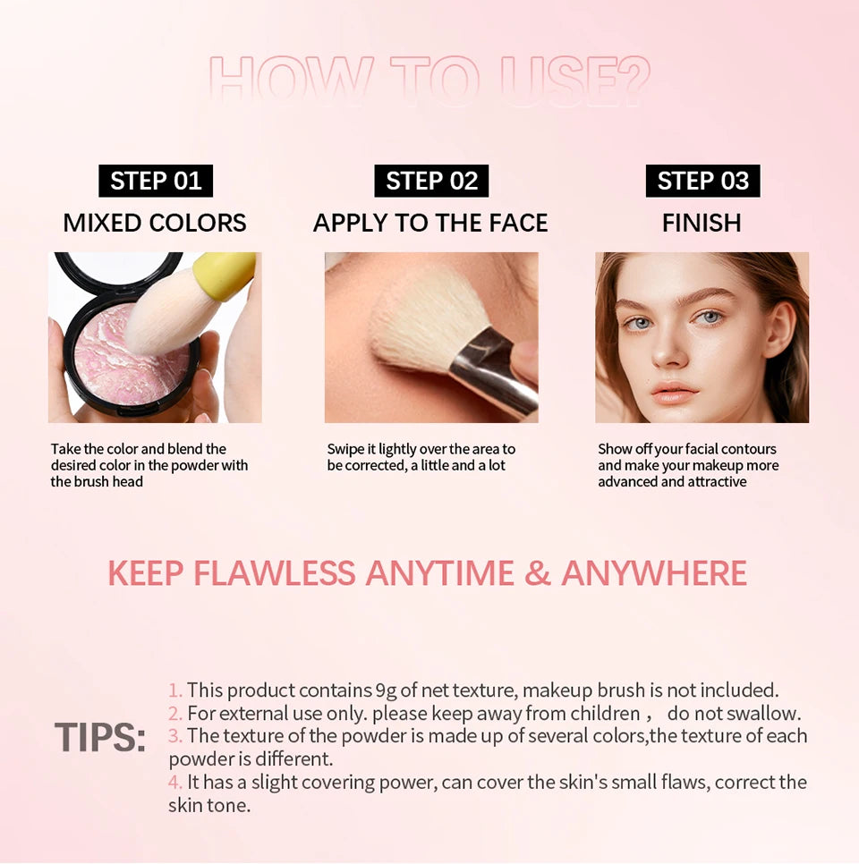 Demi Matte Baked Powder Palette Color Correcting Powder Foundation Brighten Coverage Oil Control Semi Matte Natural Finish Makeu - Glowing Love