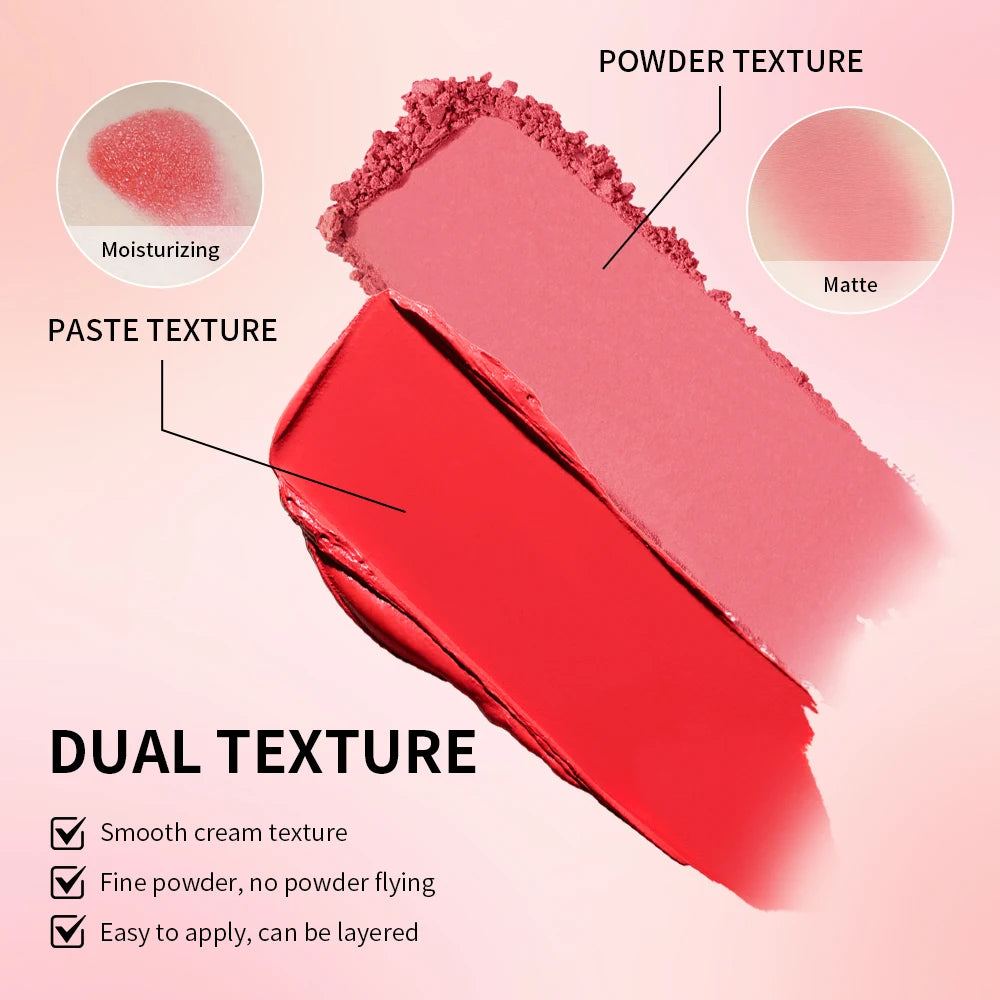 2-in-1 blush palette Natural and moist easy-to-color matte blush powder Facial blush Fine powder, easy to spread, easy to apply,