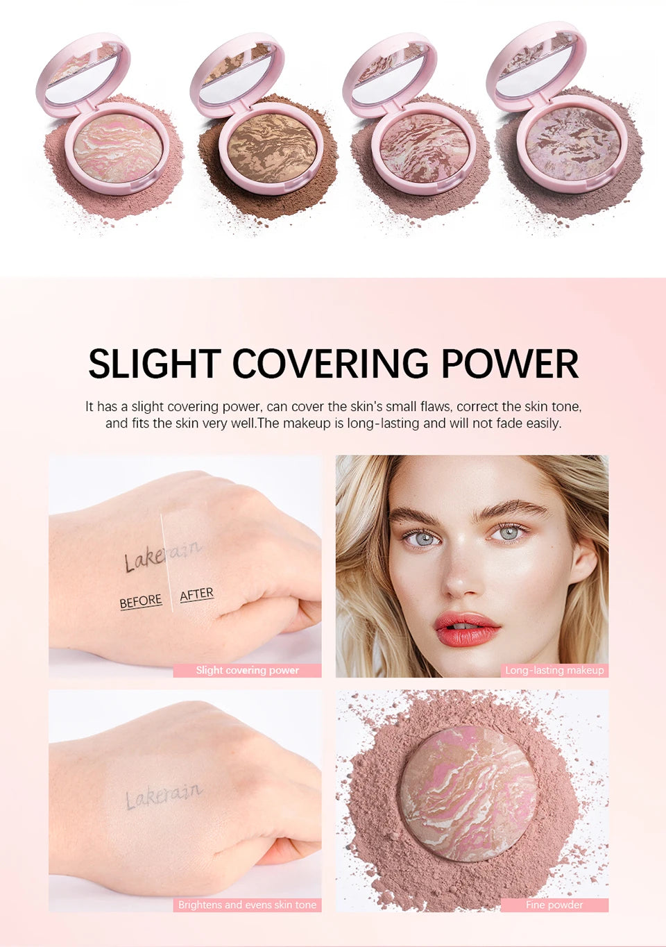 Demi Matte Baked Powder Palette Color Correcting Powder Foundation Brighten Coverage Oil Control Semi Matte Natural Finish Makeu - Glowing Love