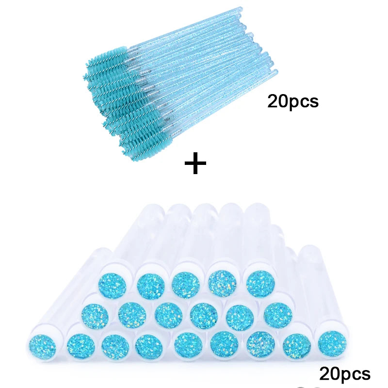 OKAYLASH 20Sets Eyelash Mascara Wands Tubes Reusable Glitter Eye Lash Brush Case Eyebrow Spoolie Comb Container Wholesale