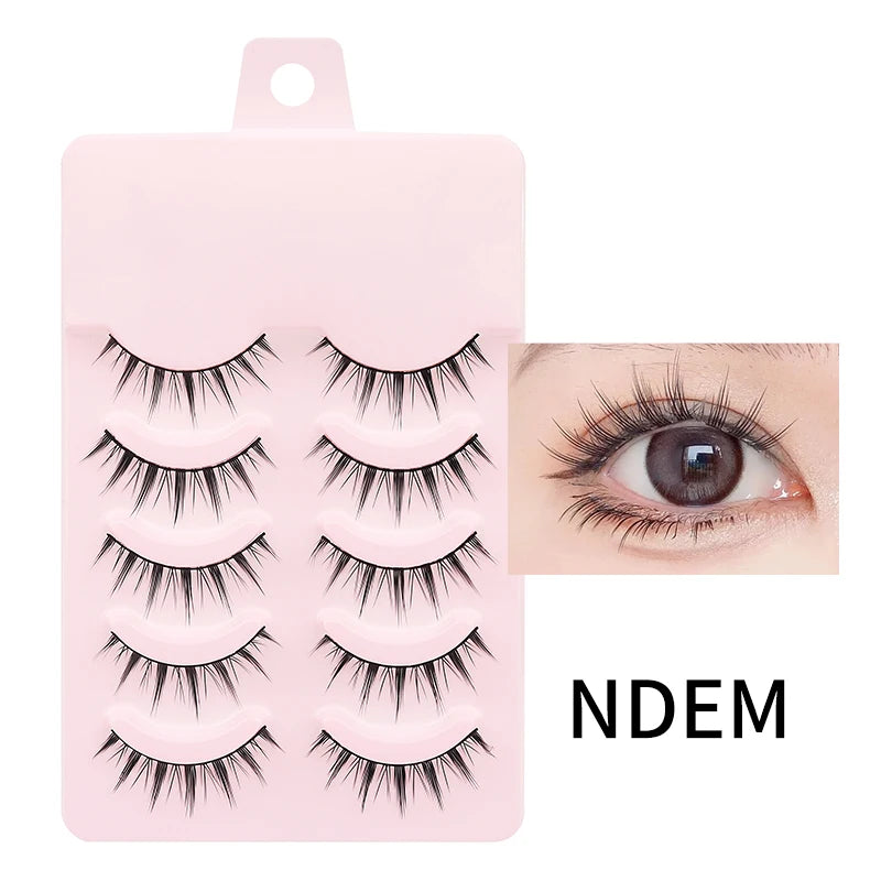 DINGSEN 5 Pairs Manga Lashes Eyes Lashes Soft Natural Long Eyelashes Fake Lashes Anime Wispy Strip False Eyelashes Makeup - Glowing Love