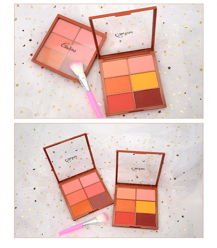 6 Colors Matte Blush Palette Cute Sunburn Makeup Palette Peach Pumpkin Color Lasting Nature Water Proof Quality Female Cosmetic