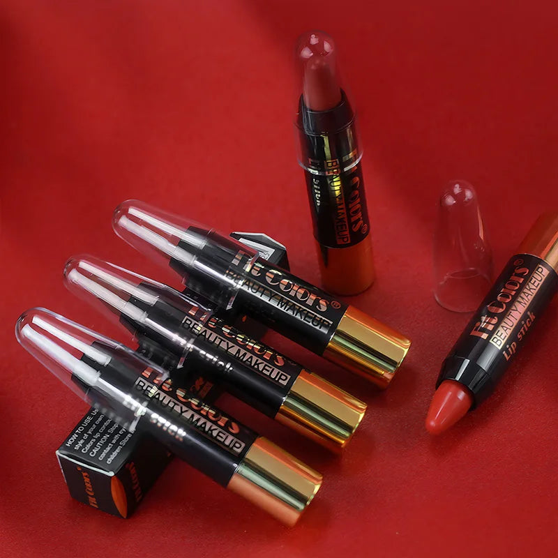 Fit Colors 6-Color Nourishing Lip Crayons - Velvet Finish, Hydrating, Non-Transfer, and Waterproof Lipsticks