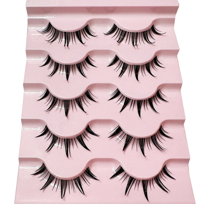 New 14/10/7/5Pairs Manga Lashes Natural Eyelashes Soft Cross Wispy Clear Band False Eyelashes Doll Eyes Lashes Cosplay Extension
