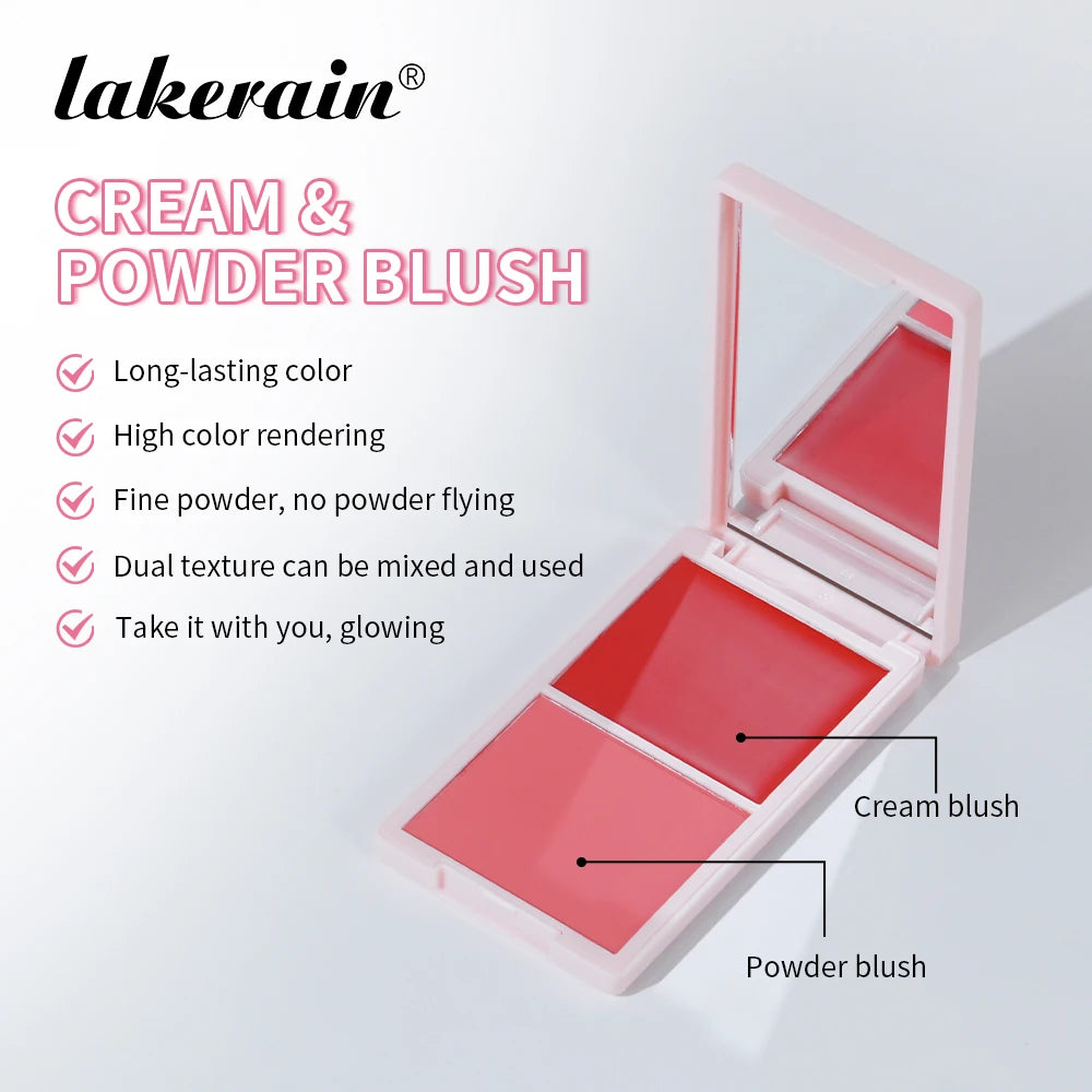 2-in-1 blush palette Natural and moist easy-to-color matte blush powder Facial blush Fine powder, easy to spread, easy to apply,