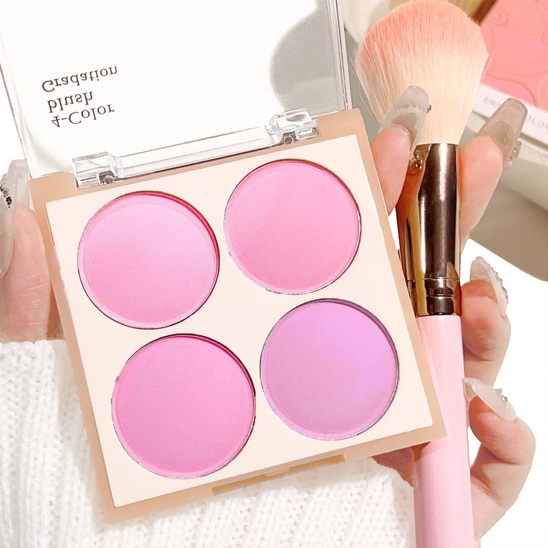 4-Color Matte Blush Palette, Waterproof Long-Lasting, Easy Apply,Multi-Look Face & Eye Makeup,Unisex,Safe Certified,Perfect Gift