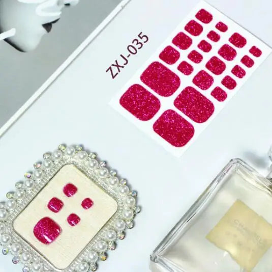 Toe Nail Art Sticker Tips Wraps Adhesive Decals Toenail Polish Strips DIY Pedicure Foot Decals Manicure Women - Glowing Love