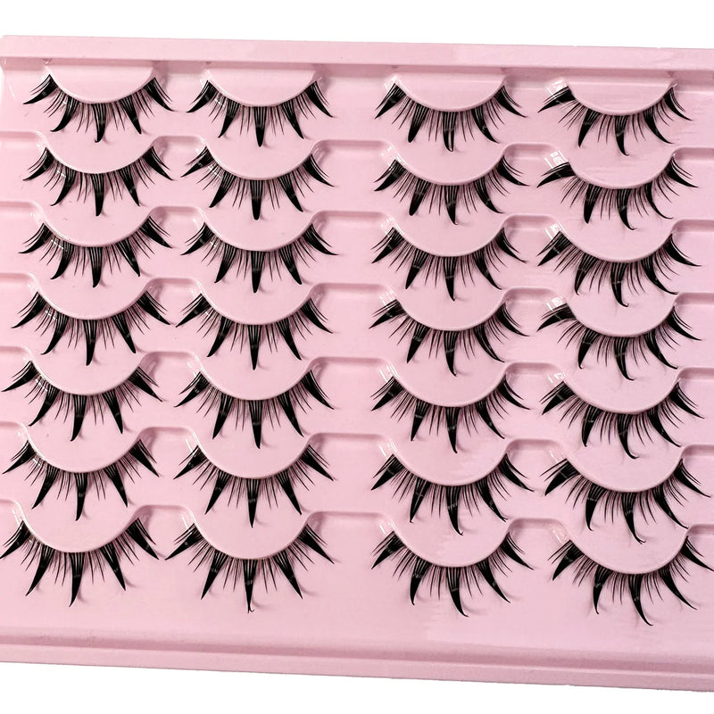 New 14/10/7/5Pairs Manga Lashes Natural Eyelashes Soft Cross Wispy Clear Band False Eyelashes Doll Eyes Lashes Cosplay Extension