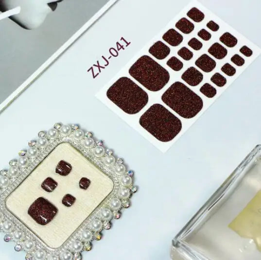 Toe Nail Art Sticker Tips Wraps Adhesive Decals Toenail Polish Strips DIY Pedicure Foot Decals Manicure Women - Glowing Love