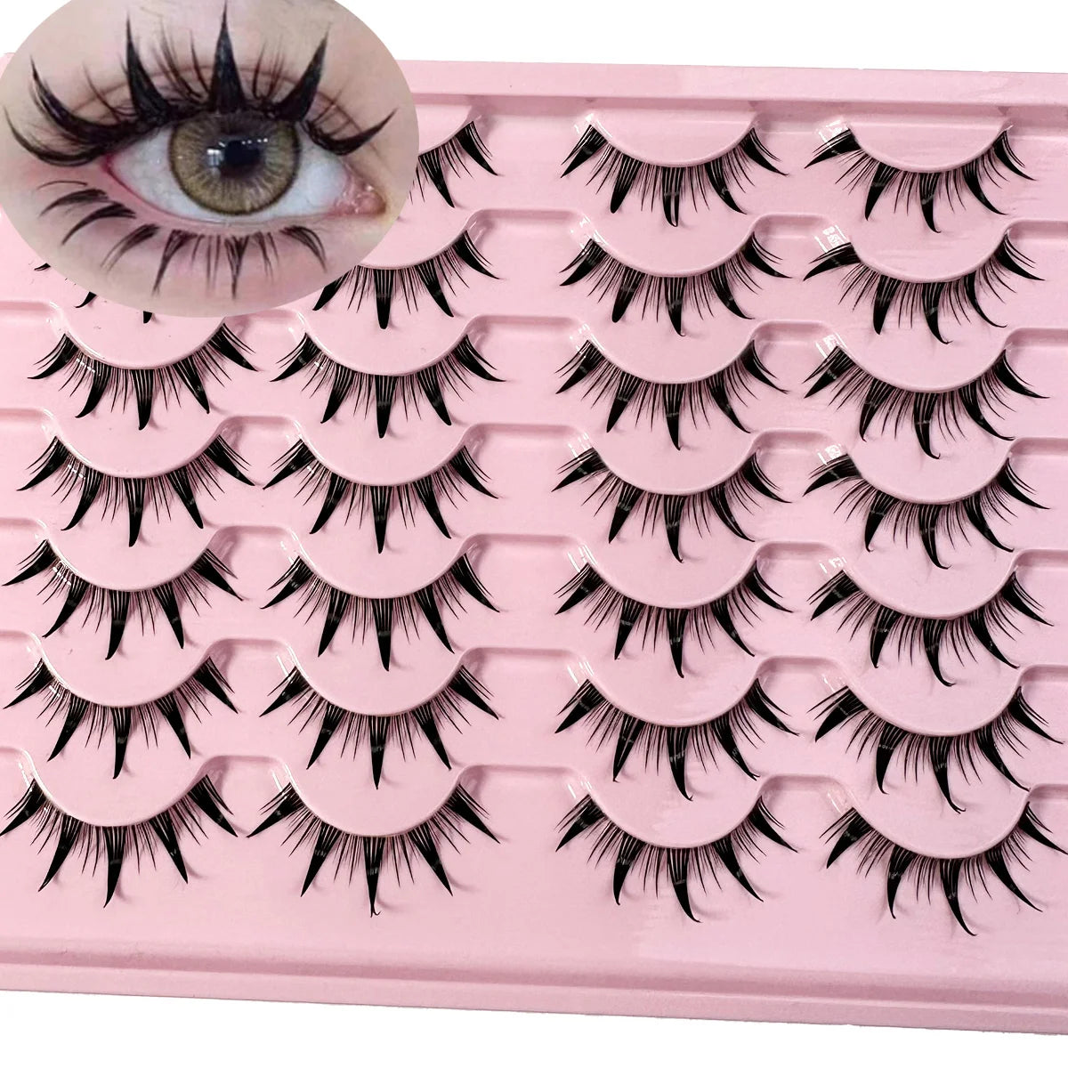 New 14/10/7/5Pairs Manga Lashes Natural Eyelashes Soft Cross Wispy Clear Band False Eyelashes Doll Eyes Lashes Cosplay Extension - Glowing Love