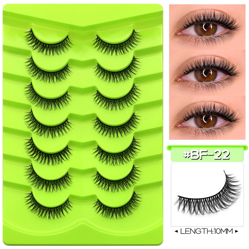 GROINNEYA Manga Lashes Eyes Lashes Soft Natural Long Eyelashes False Eyelashes Anime Wispy Strip Fake Lashes Makeup