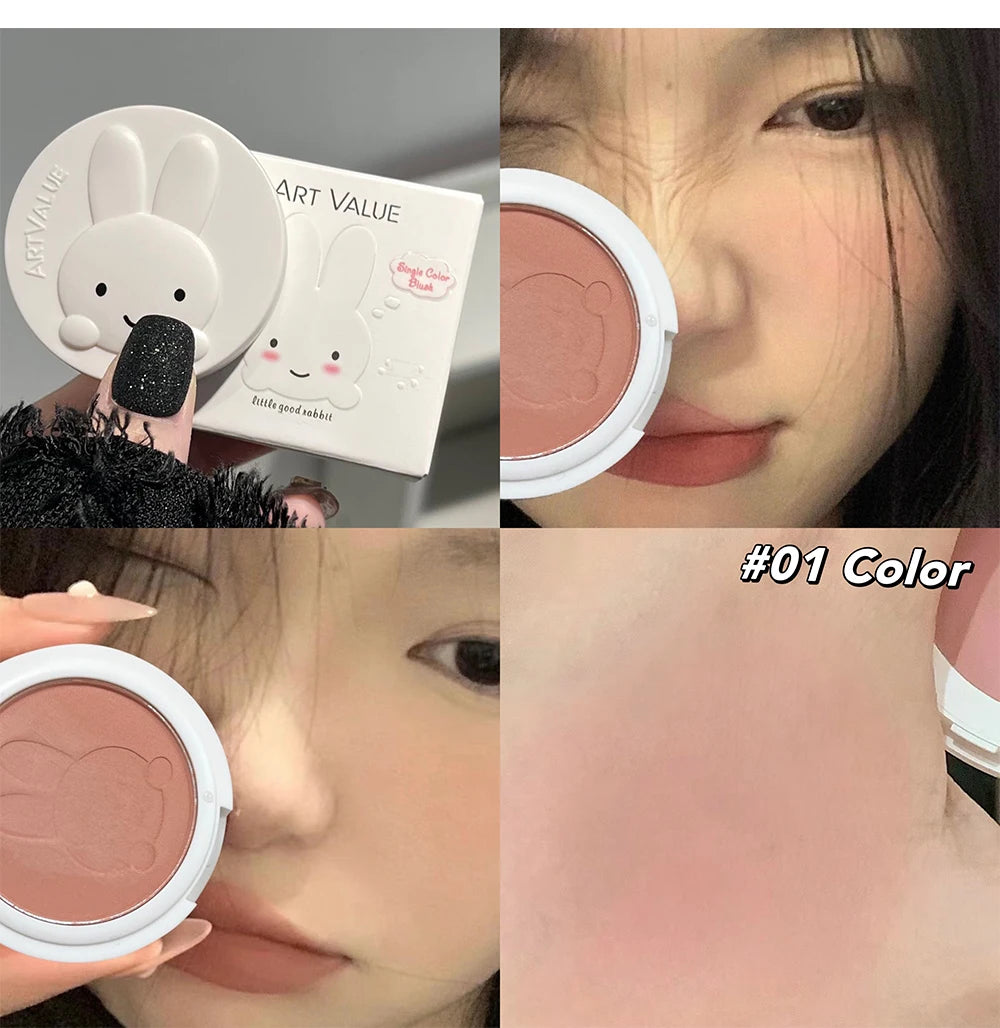 Single Color Blush Palette Waterproof Matte Peach Rouge Orange Red Face Blush Cheek Tint Brighten Contour Female Makeup Cosmetic