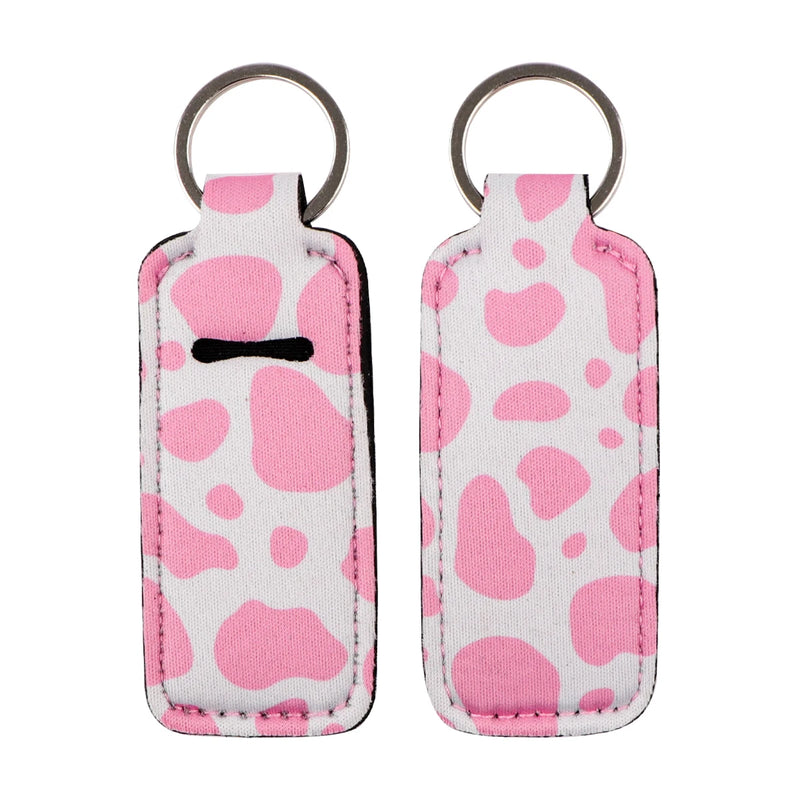 Leopard Print New Fashion Lipstick Holder Keychains Chapstick Holder Lip Balm Lipsticks Keyrings Bag Jewelry