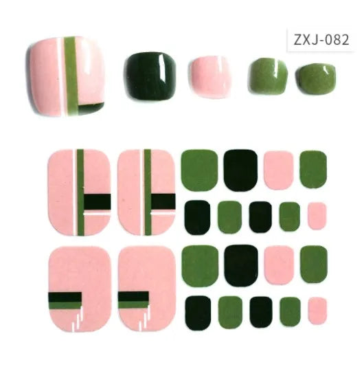 Toe Nail Art Sticker Tips Wraps Adhesive Decals Toenail Polish Strips DIY Pedicure Foot Decals Manicure Women
