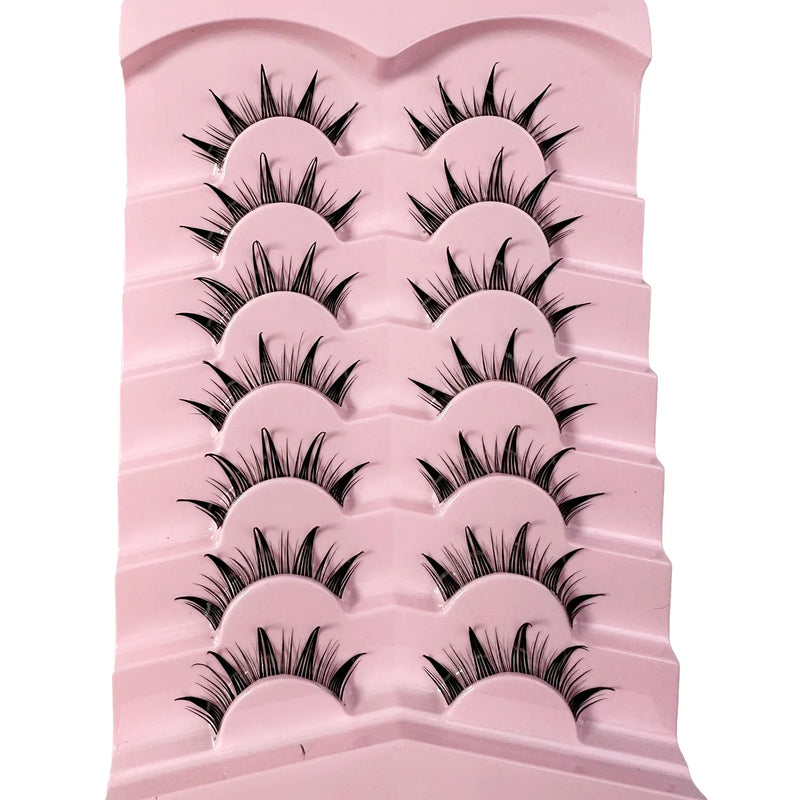 New 14/10/7/5Pairs Manga Lashes Natural Eyelashes Soft Cross Wispy Clear Band False Eyelashes Doll Eyes Lashes Cosplay Extension