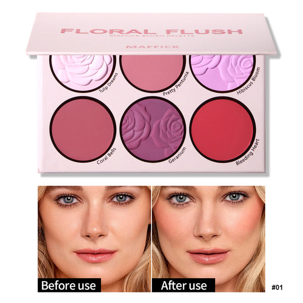 Blush Palette – 6-Color Floral-Inspired Shades - Glowing Love
