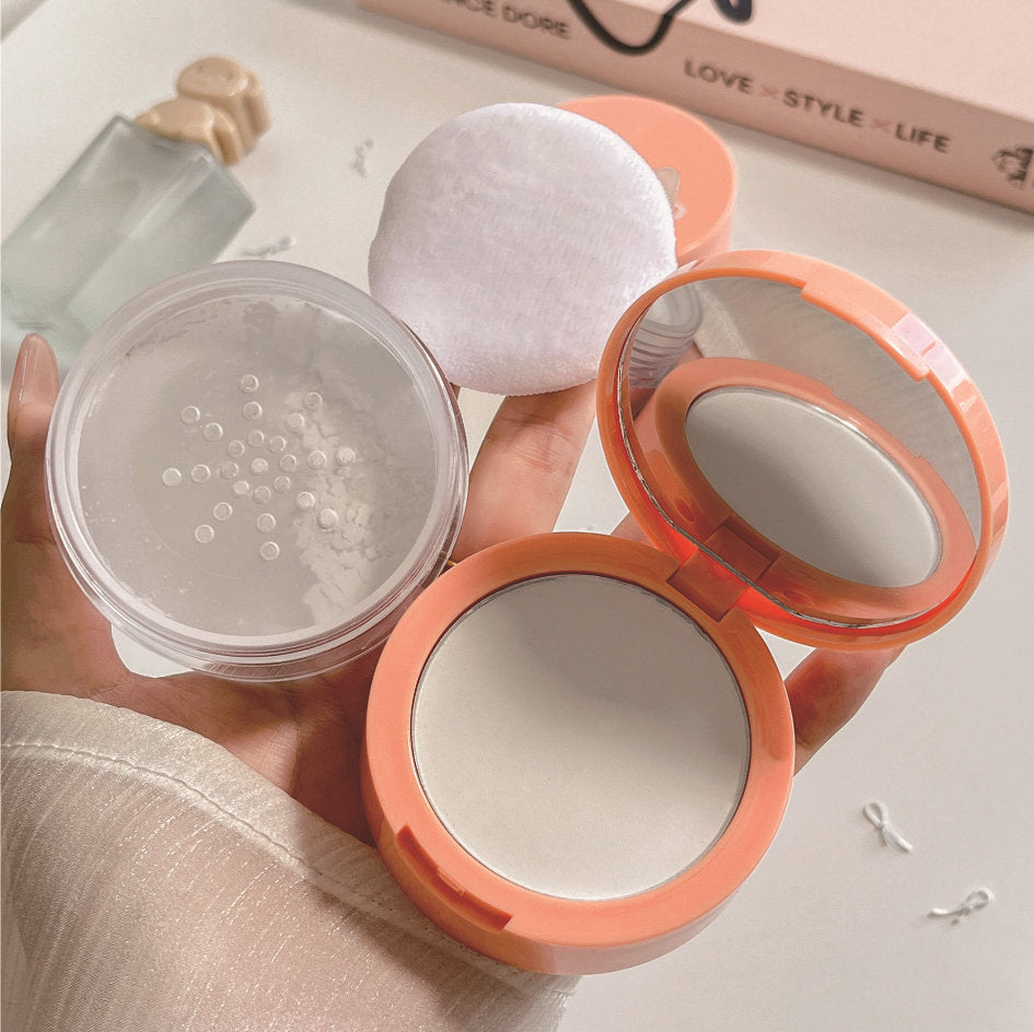 Two-in-One Correcting Powder Duo – Compact Loose Finish - Glowing Love